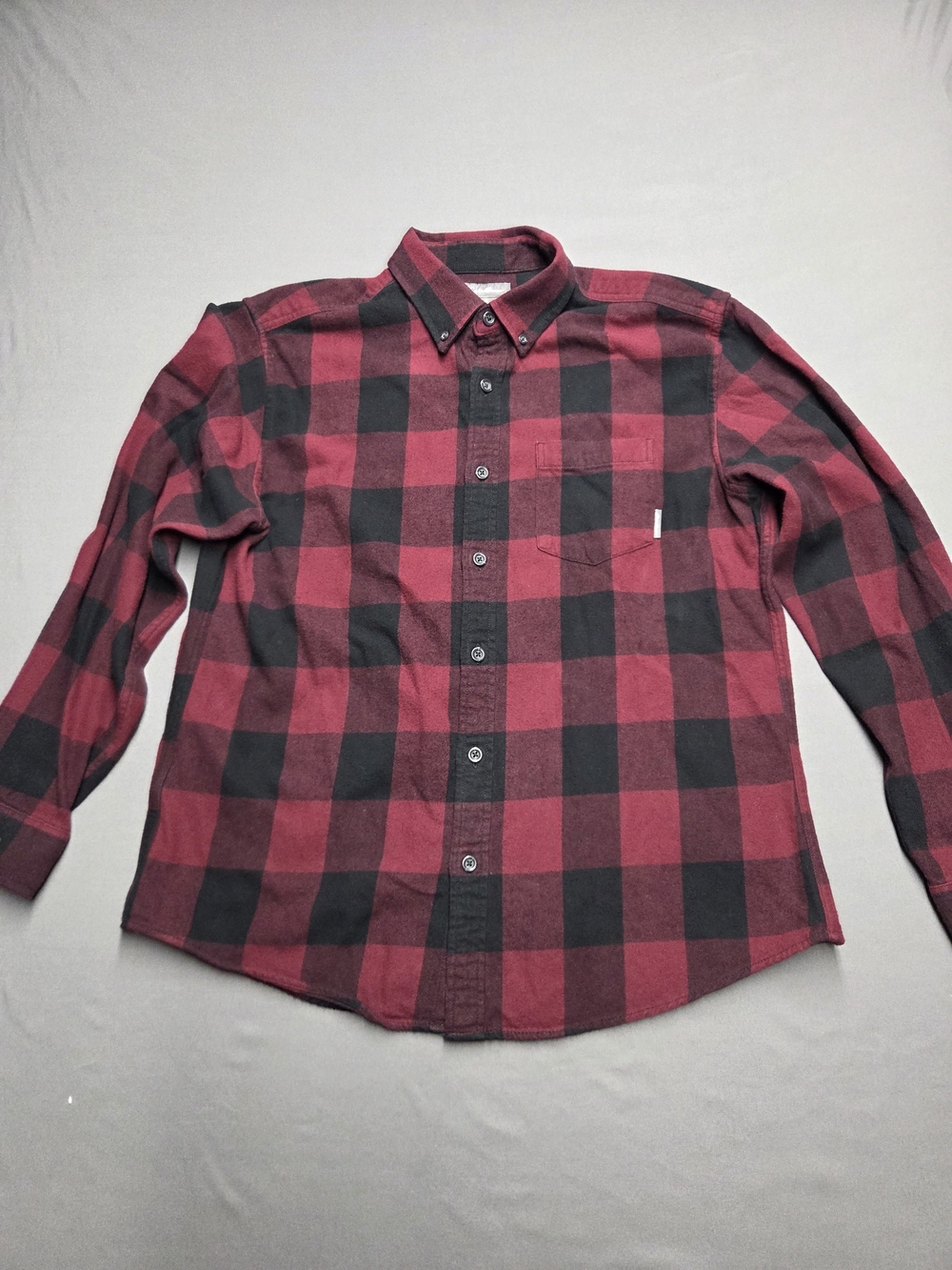 Eddie Bauer Men's Red Black Buffalo Plaid Flannel Button Down Shirt Size Large L